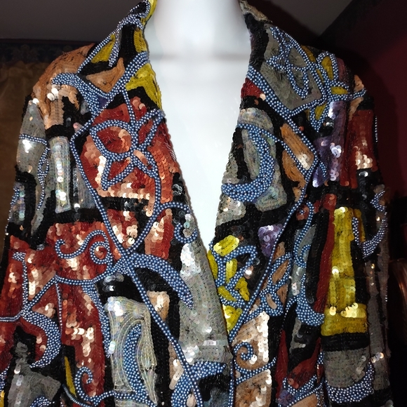 LinZas California Vintage Art Deco Sequined Coat L - Picture 2 of 12